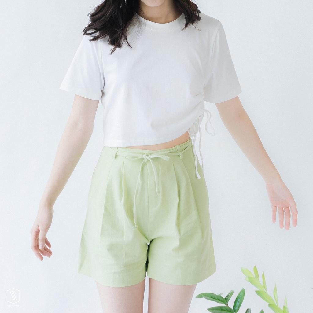 Áo croptop nữ SSSTUTTER cách điệu rút dây sườn áo tron tee