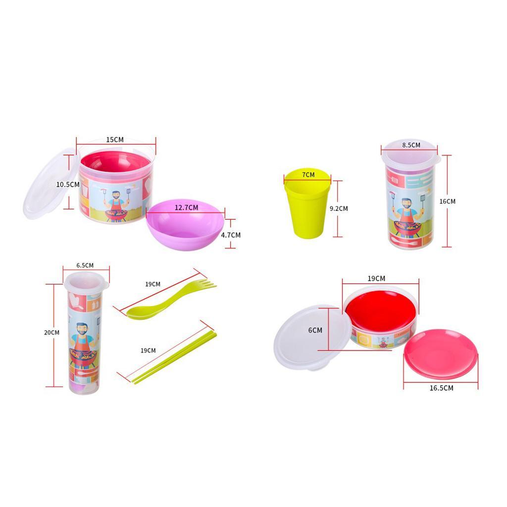 Reusable Plastic Dinnerware Set  – Hard Plastic Plates, Bowls & Cupss – Camping Hiking Picnic BBQ Tableware Set