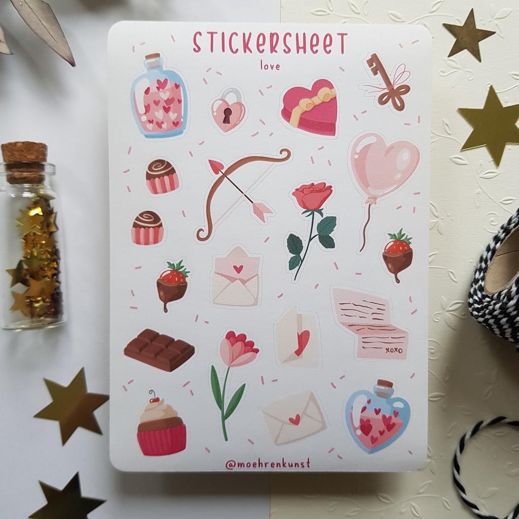 Sticker Sheet LOVE  Chuyên dán sổ  Bullet Journal Stickers, Valentine's Day Sticker, Love Stickers - CẮT SẴN