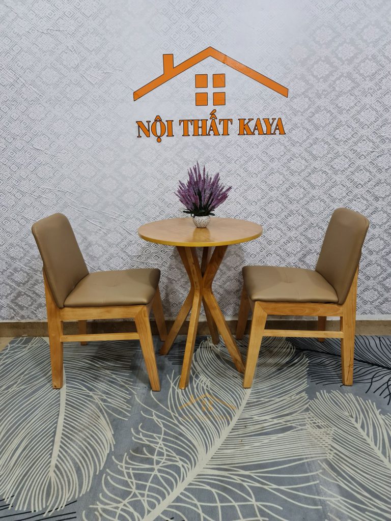 Bộ bàn tròn 60cm chân trụ 2 ghế Obama Mặt bàn HDF lõi xanh nhập khẩu Malaysia
