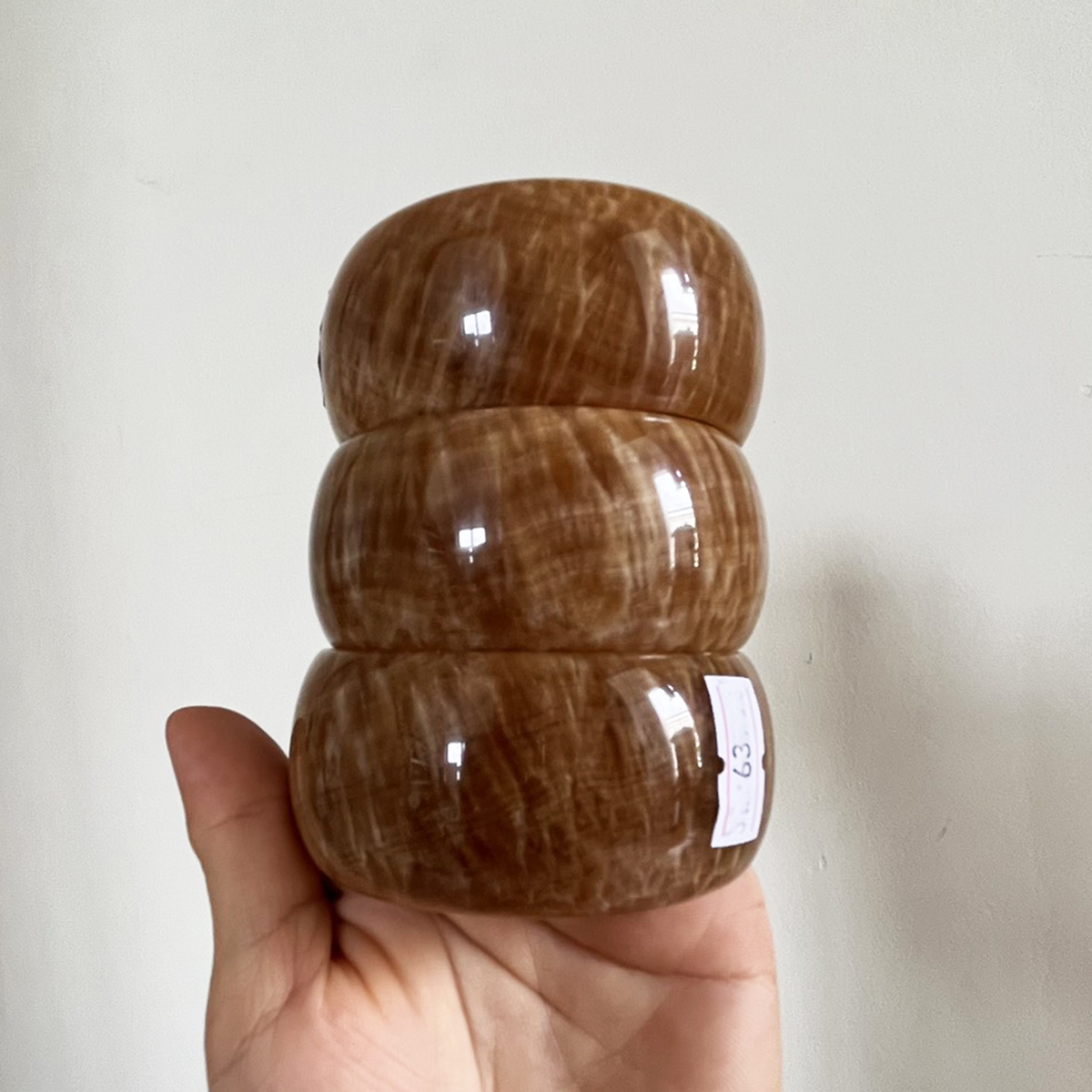 Vòng tay cẩm thạch màu vàng ngọc thật cho mệnh Kim và Thổ cao 2.7-3cm vongtaymenhkim