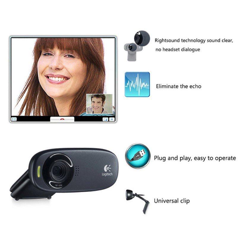 Webcam Logitech C270 / C270i / C310 HD - Dành cho Gọi Video góc rộng với micro giảm tiếng ồn tự độn-Hàng chính hãng