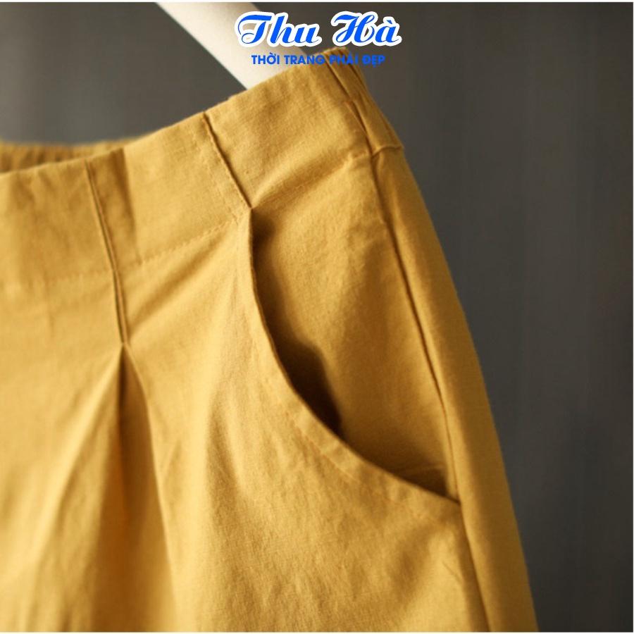 Quần short nữ cạp cao Thu Hà quần đùi kaki bền mát, thiết kế trẻ trung năng động QKH.48