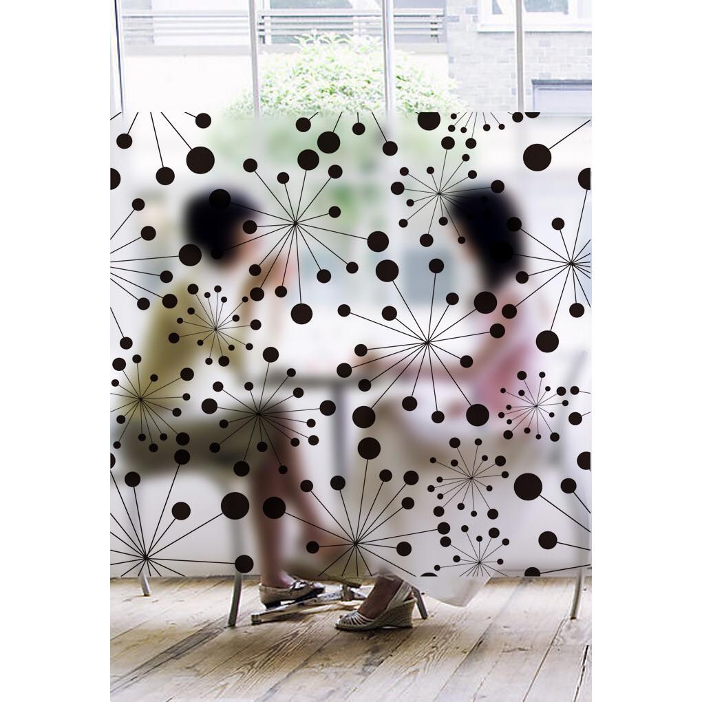 Decal dán kính Cao Cấp - Hoa Cánh TRòn Đen