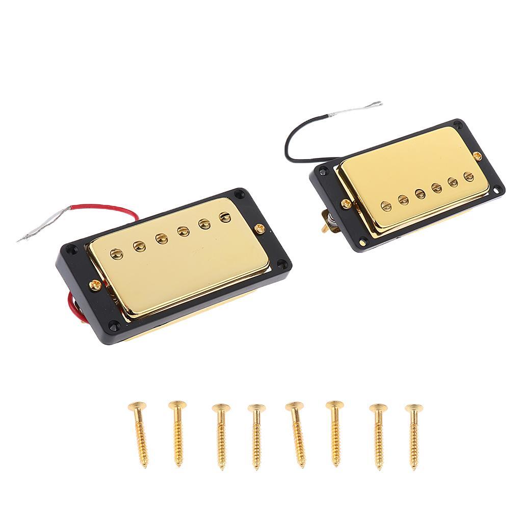 Gold Bridge Tailpiece + Sealed Humbucker Pickup Set for Les Paul Guitar