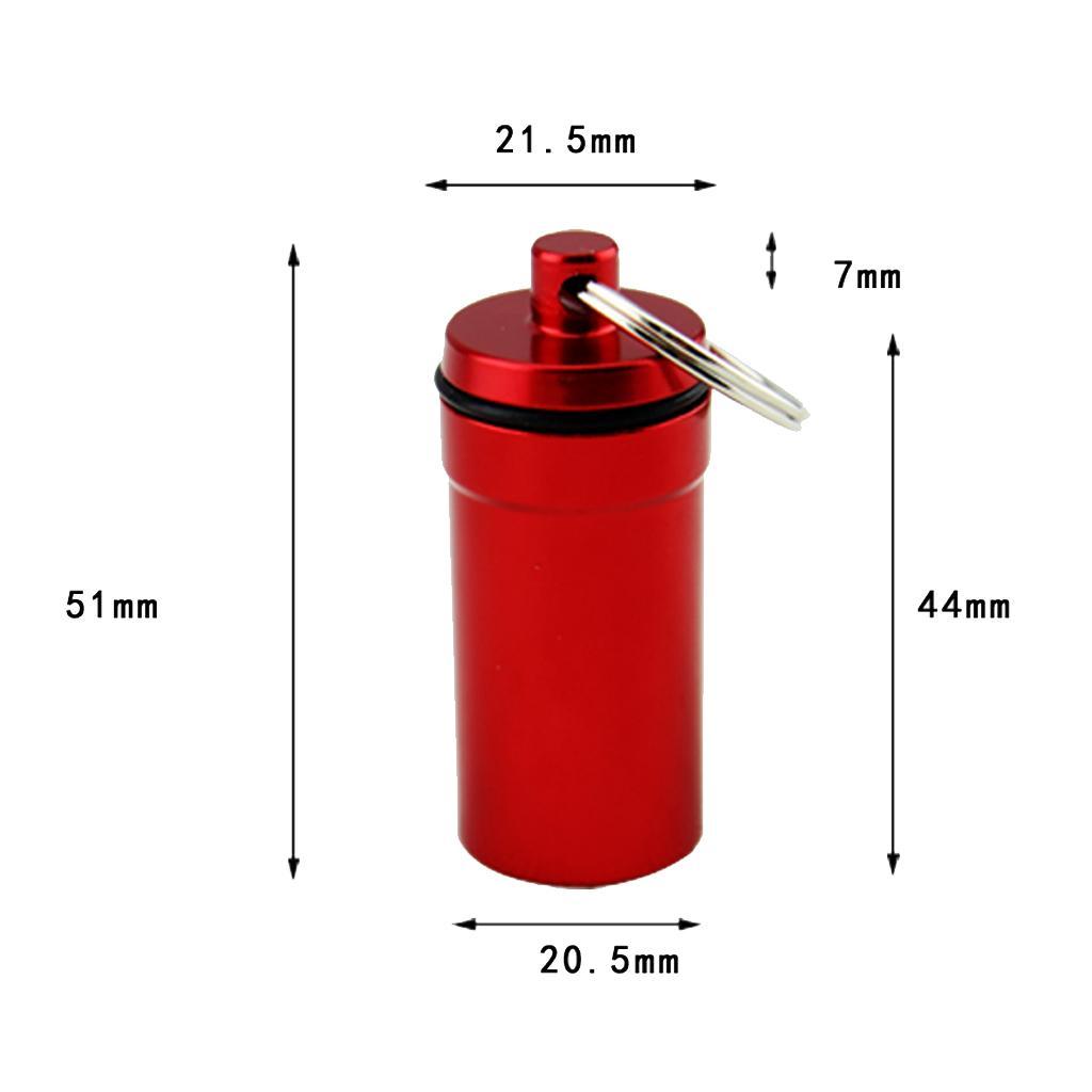 2 Pieces Waterproof Pill Box Case Holder Containers Capsule Bottles Keychain Key Fob for Outdoor Camping Travel