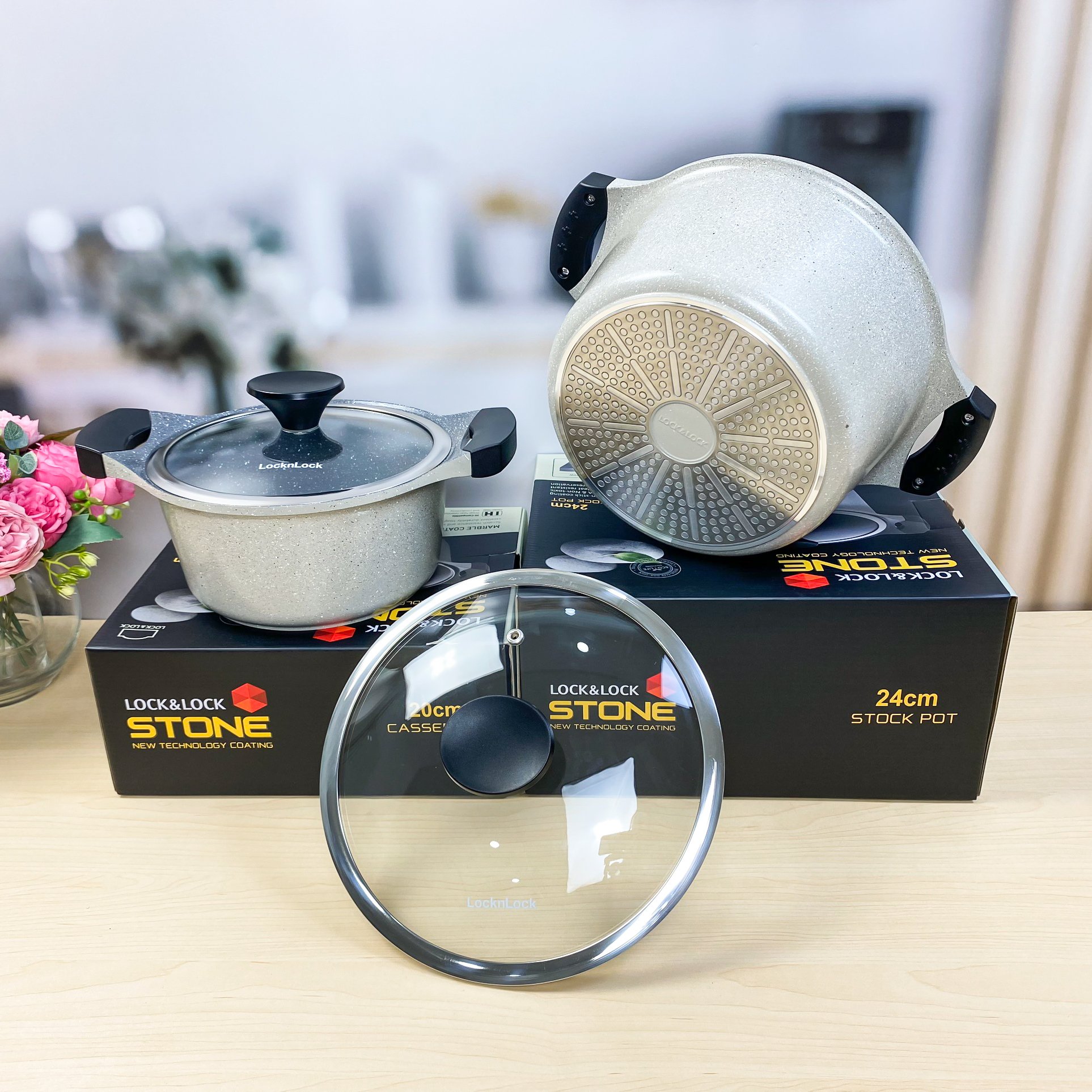 Nồi Đá Stone 7 Lớp Cao Cấp 24cm Thành Cao LCA6244D