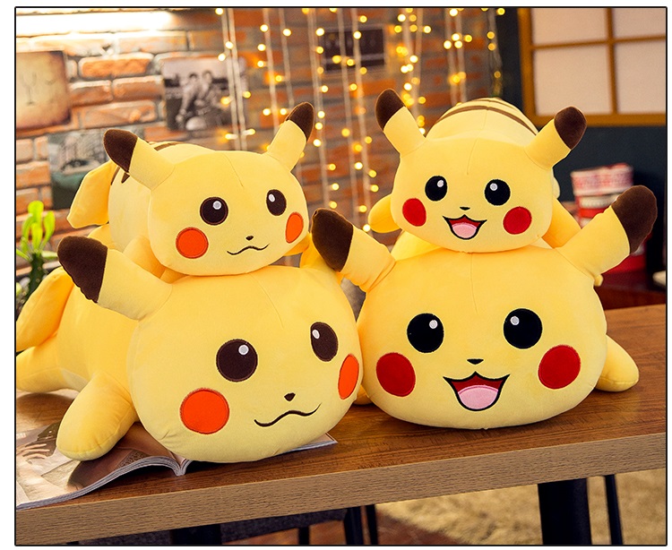 Gấu bông pikachu, thú nhồi bông gối ôm pikachu cao cấp vải nhung co giãn 4 chiều