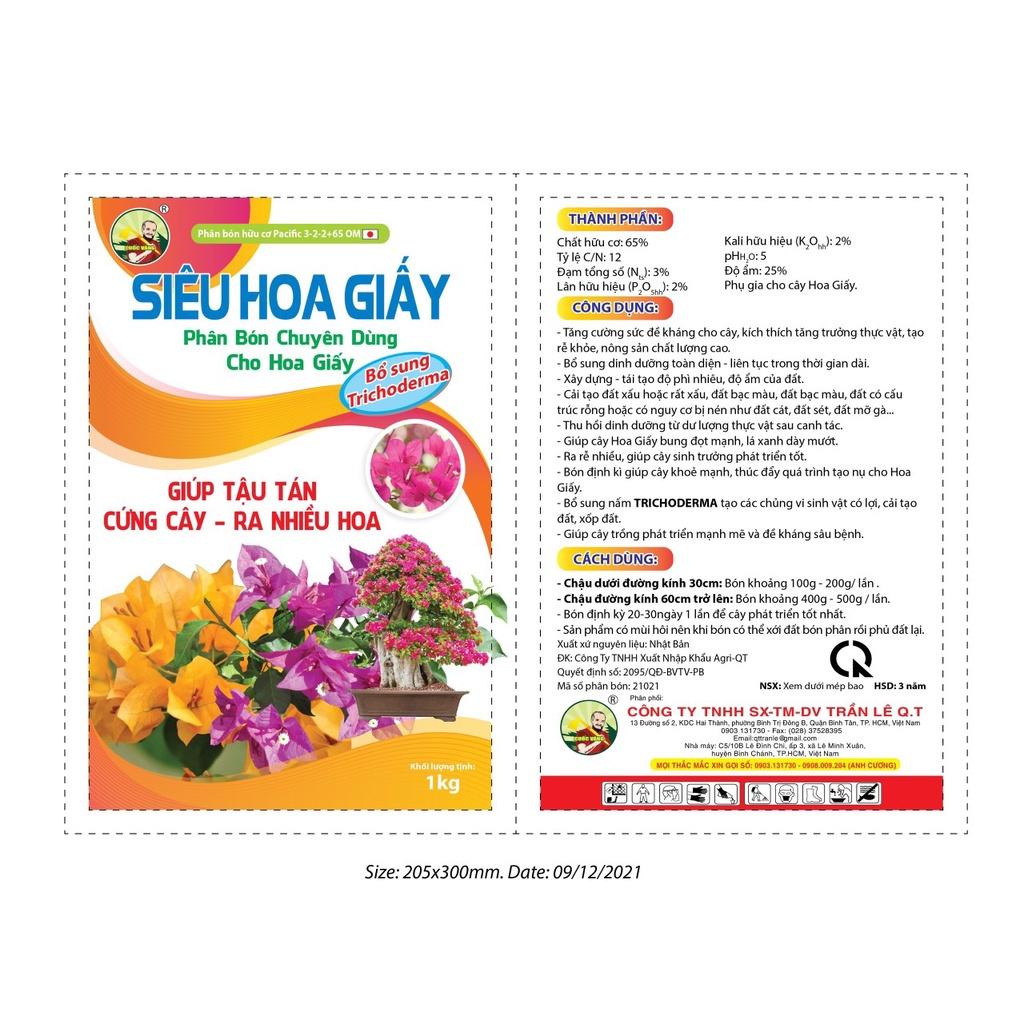 Phân bón siêu hoa giấy gói 1kg hữu cơ bổ sung Trichoderma cho cây trồng