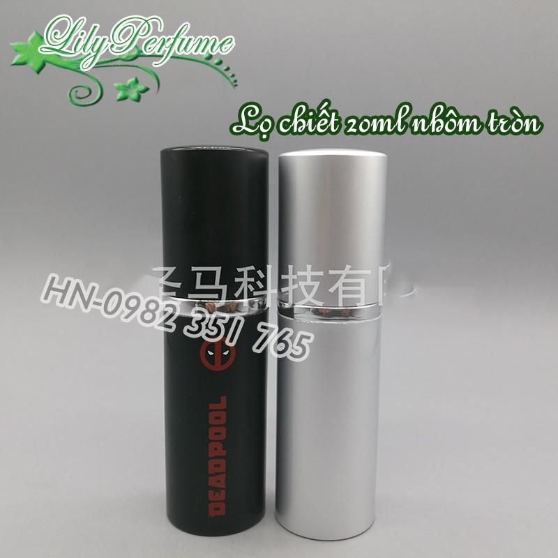 Lọ chiết nước hoa 20ml nhôm tròn 2 lớp