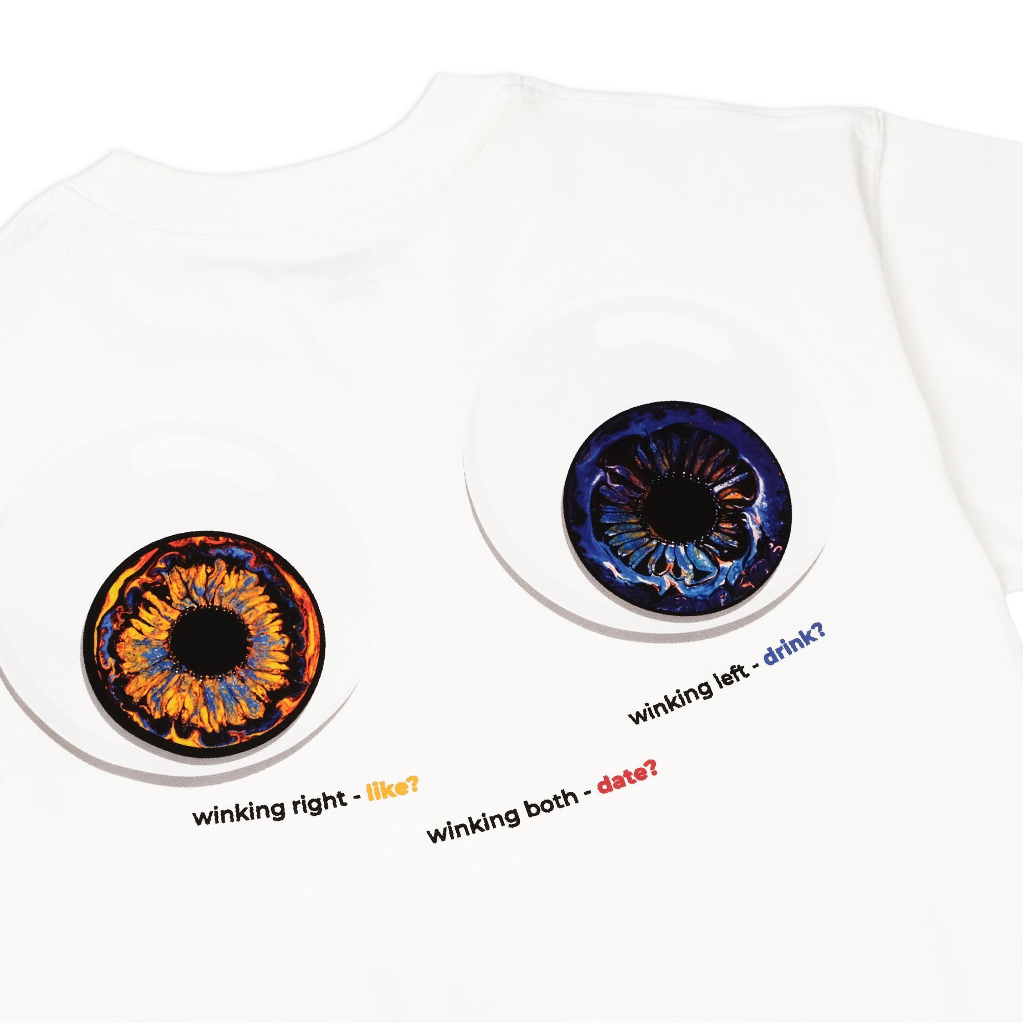 Áo Phông Oversize Unisex Winking Eyes BST Cotton Mỹ Basic Màu Trắng Vải Trơn Mát Không Co Rút Sau Giặt