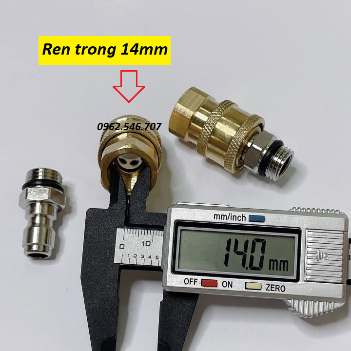 Bộ khớp nối nhanh ren 14mm cho máy rửa xe áp lực cao, máy xịt rửa cao áp, máy rửa xe gia đình