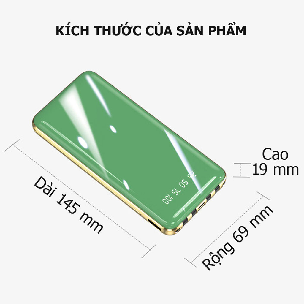 Pin sạc dự phòng HXSJ 20000mAh Hỗ trợ sạc nhanh 2.1A, Tích hợp sẵn 4 đầu sạc chuyên dụng Micro usb, Type - C, Lightning - Hàng chính hãng