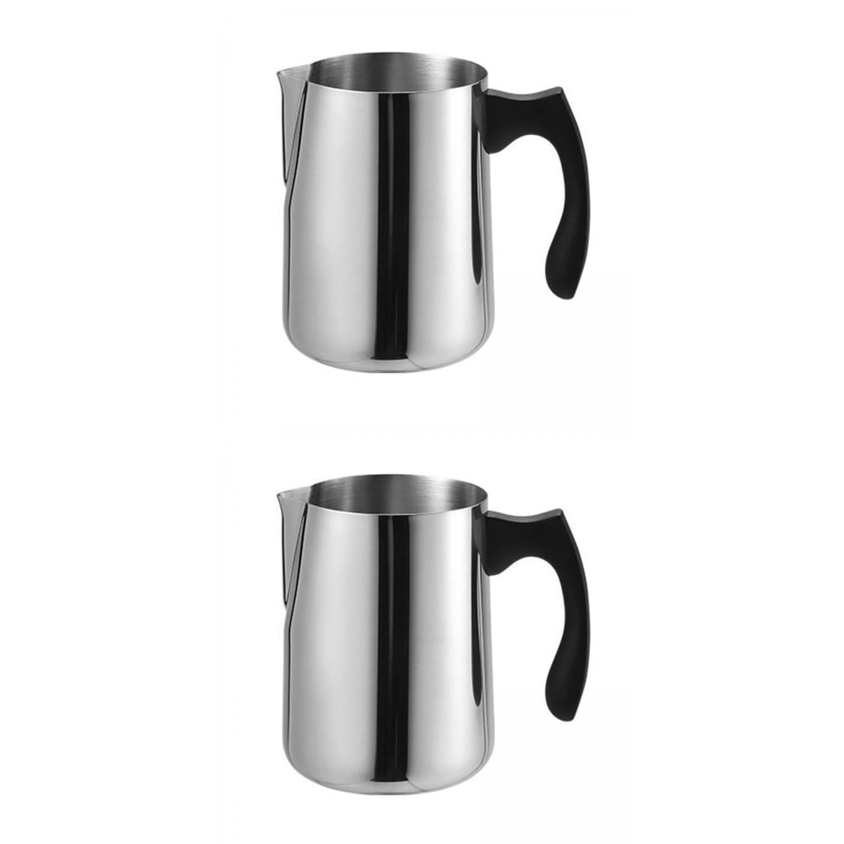 2pcs Kitchen Stainless Steel Milk Frothing Jug Coffee Frother Cup