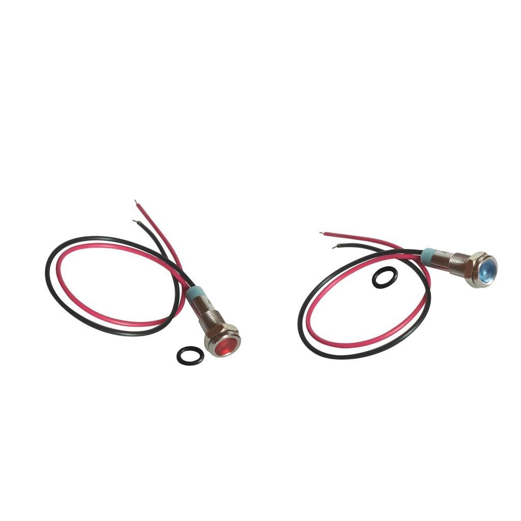 2x Blue &Red 220V Signal Power Supply LED Indicator Light Lamp with Wire