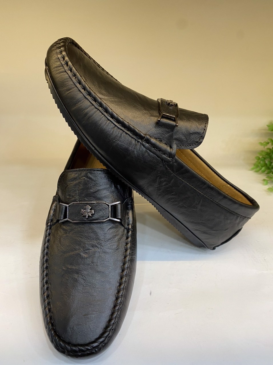 Giày Mọi Nam size 44-45-46-47 Da Bò Thật Giày Lười Bigsize Màu Đen -MB09 Giày SAGO’S BH 12 Tháng Tặng kèm vớ.