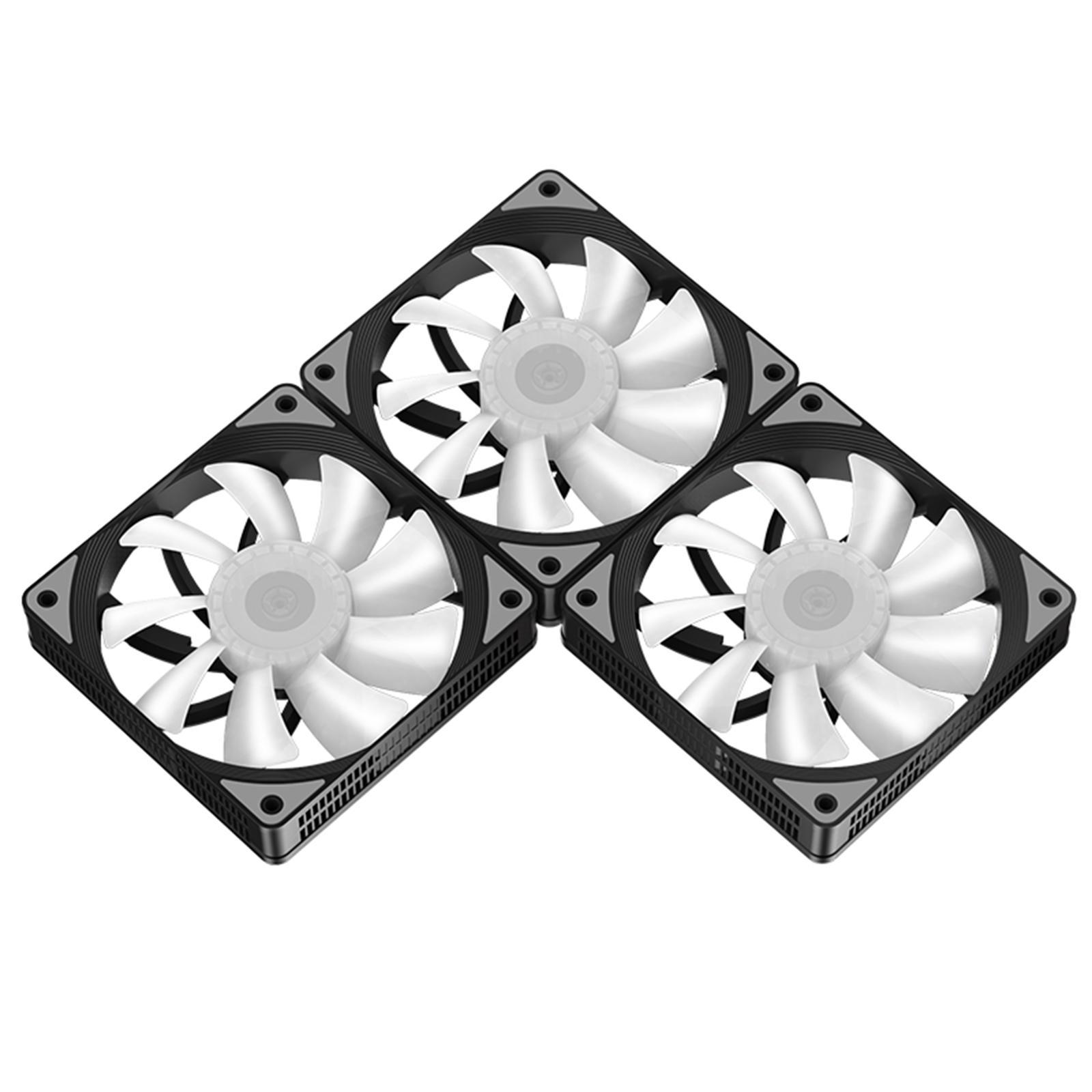3x Universal 120mm Case Cooling Fan 1200RPM RGB LED Square  3.6W