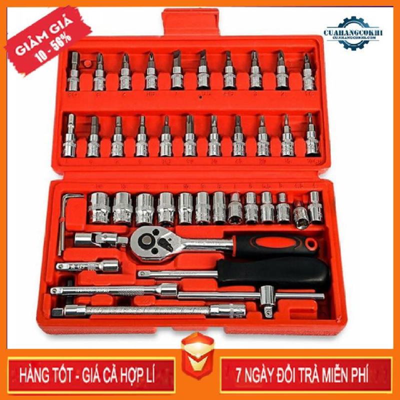 Hộp đồ nghề sửa chữa ô tô, xe máy tại nhà 46 chi tiết - Bộ mở bu lông, ốc vít, các thiết bị trong nhà đa năng chất liệu bằng thép không gỉ siêu bền HÀNG LOẠI 1