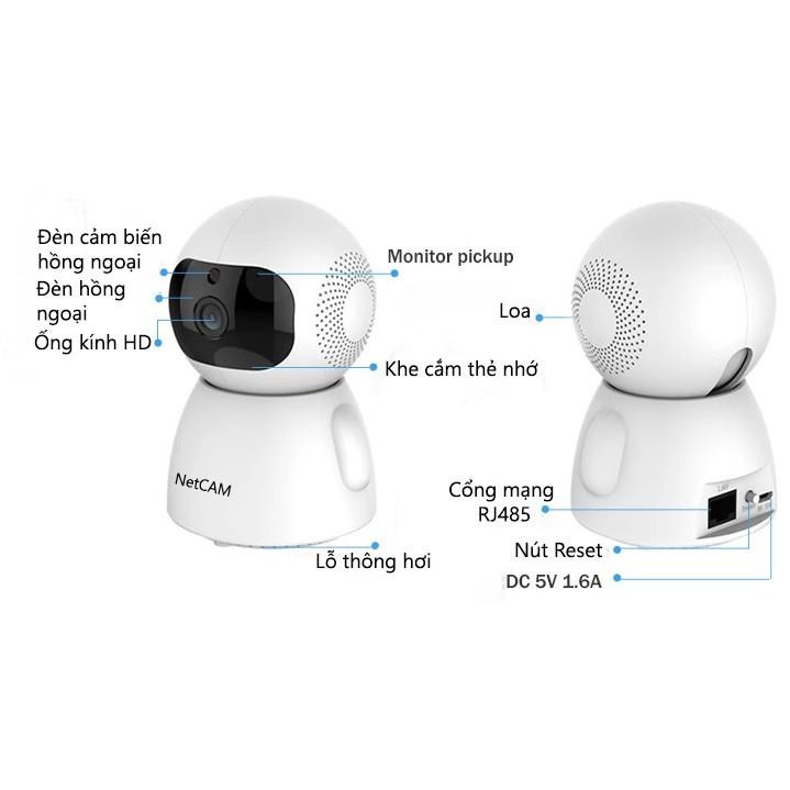 Camera IP wifi giám sát NetCAM NVA2.0 / NVA3.0 , Xoay 360 độ, Đàm thoại 2 chiều, Báo động qua điện thoại - Hàng chính hãng