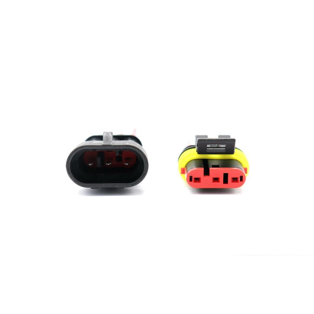 Support 3 Pin Way Car Auto Waterproof Electrical Connector Plug Socket Kit with Wire AWG Gauge Marine Pack of 5