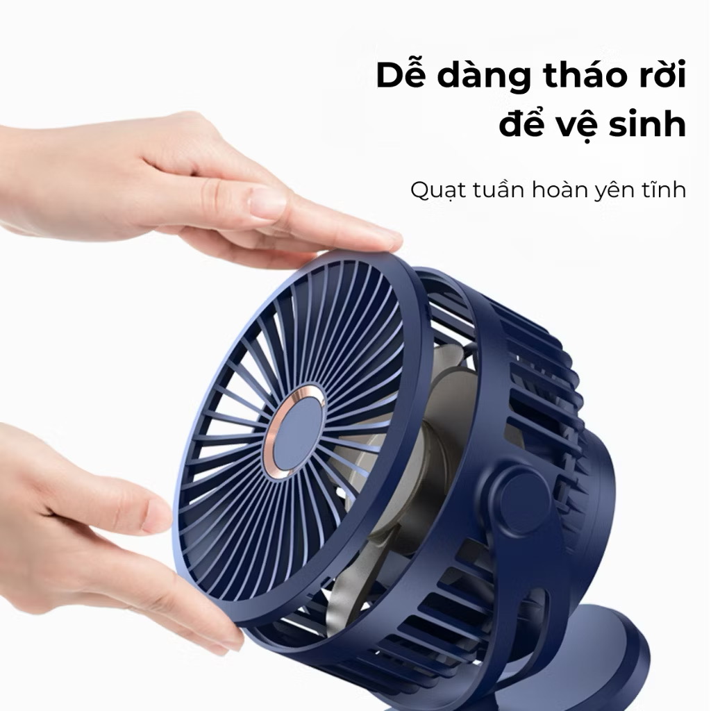 Quạt Tích Điện Kẹp FUJIMAX, Hiện thị %pin, Dung Lượng Pin lớn, Lồng quạt 20cm