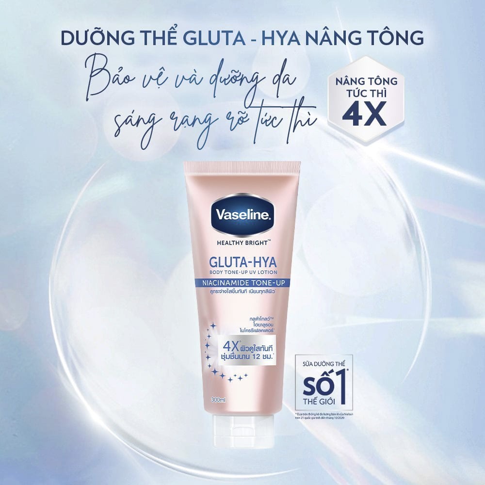 Sữa Dưỡng Thể Giúp Sáng Da Vaseline Nâng Tông Gấp 4 Lần Gluta-Hya Niacinamide Tone-up 300ml