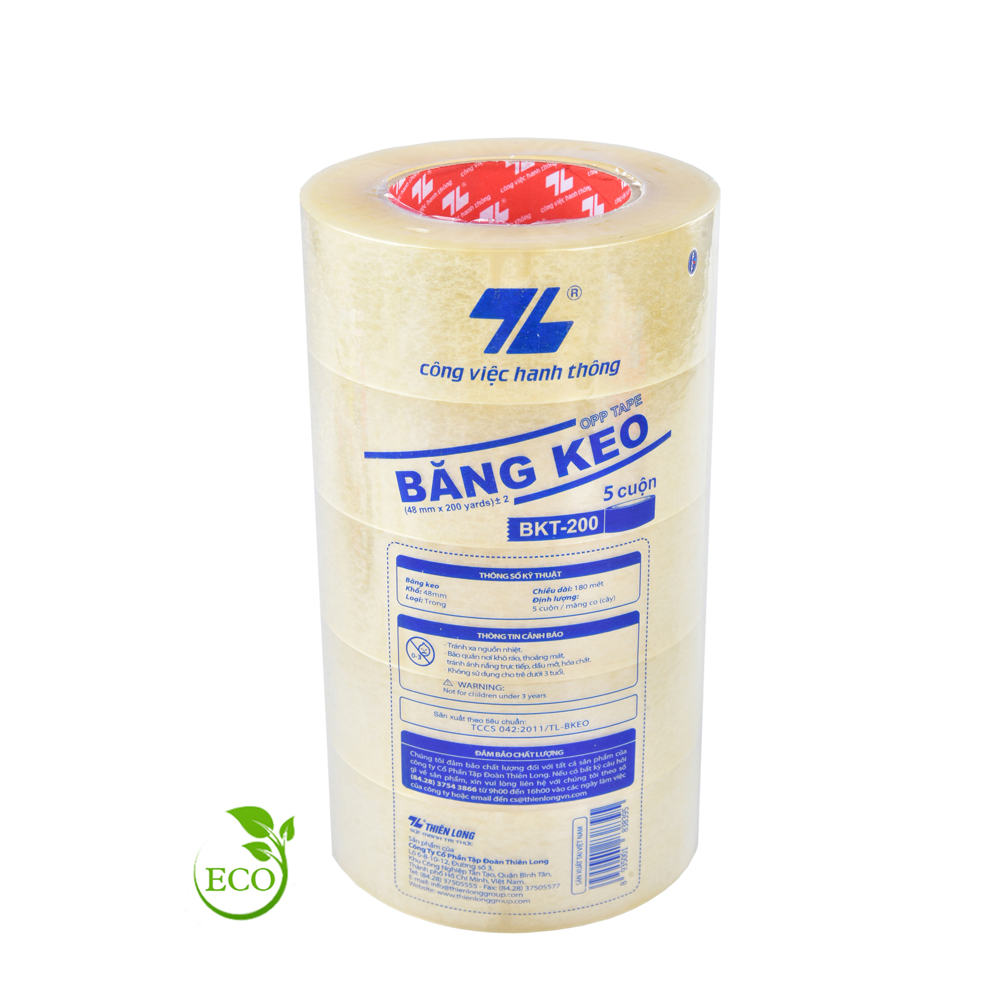 Combo 5 Băng Keo Trong 200 Yards Thiên Long Bkt - 200