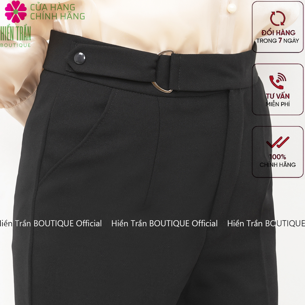 Quần baggy nữ Hiền Trần BOUTIQUE cạp cao khuyên chữ D chất vải Vitex đồ công sở cao cấp form dáng chuẩn