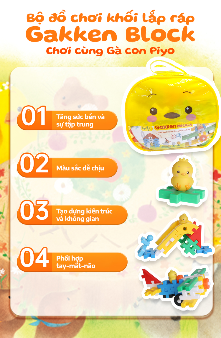 Bộ đồ chơi khối lắp ráp Gakken Block - Little Piyo Block