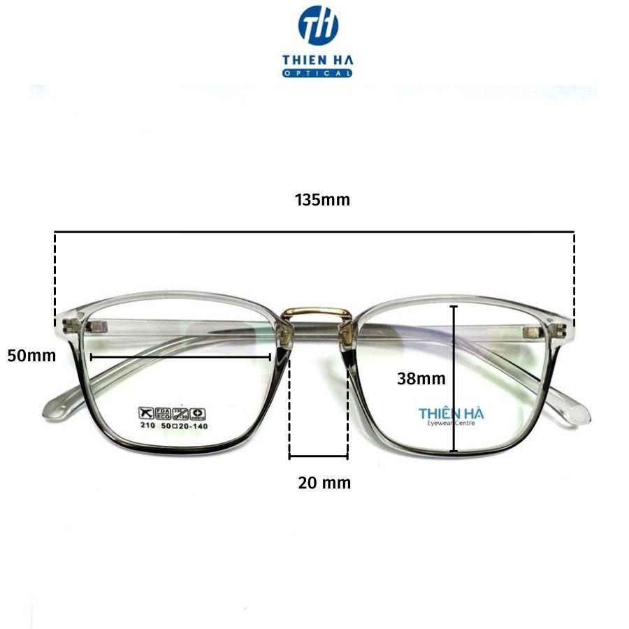 Gọng kính cận nam nữ vuông dẻo THIÊN HÀ OPTICAL unisex nhựa nhẹ giá rẻ kiểu dáng Hàn Quốc trẻ trung nhiều màu G210