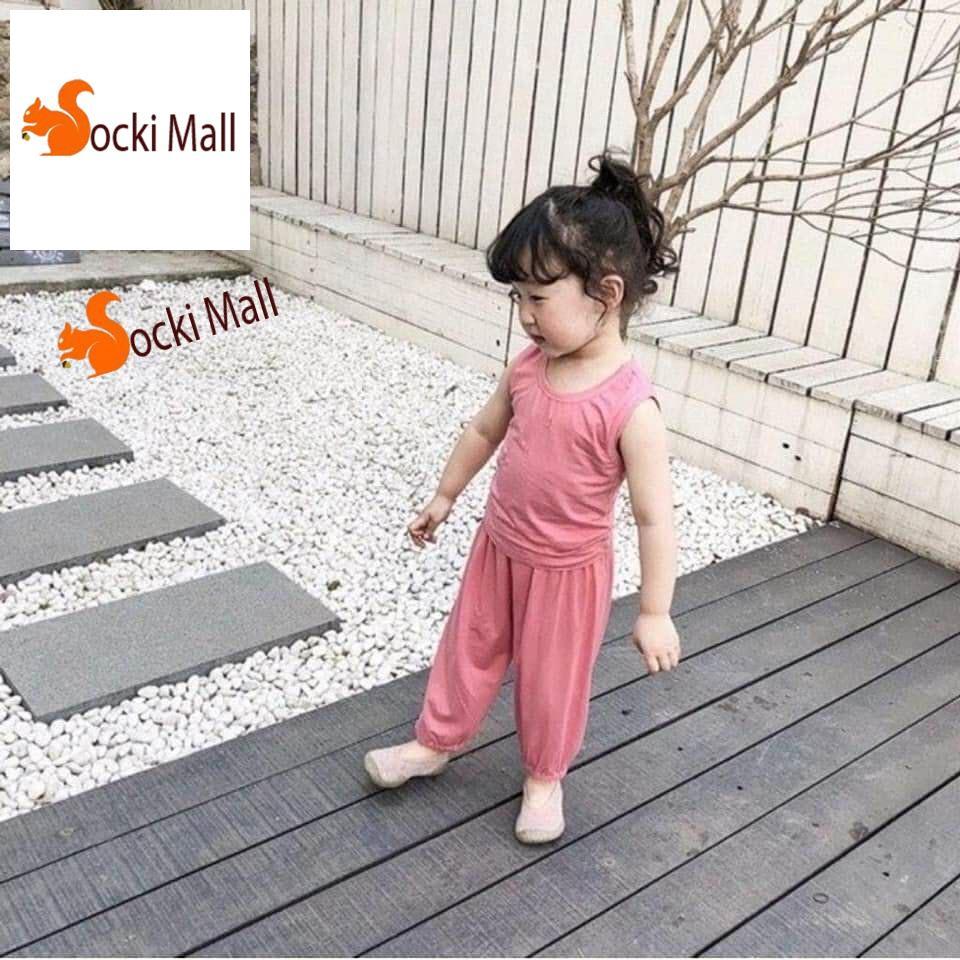 Thời trang trẻ em - Đồ bộ quần áo thun bé trai, bé gái, ba lỗ trơn, chất cotton mát mẻ