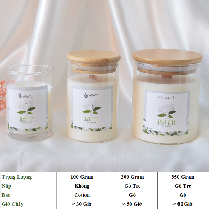 Nến thơm thanh mát sang trọng AGAYA Candle Cup hương hoa nhài và bạc hà - Mùi JASMINT