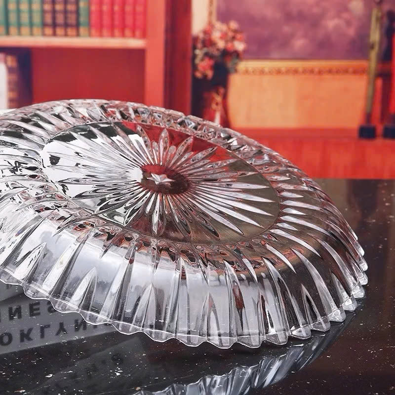 Dĩa Thủy Tinh Sâu Lòng, Đĩa Thuỷ Tinh Cao Cấp Hình Tròn 28.5cm Chưng Trái Cây Vàng Trắng - Hàng Loại 1 Chính Hãng MINIIN