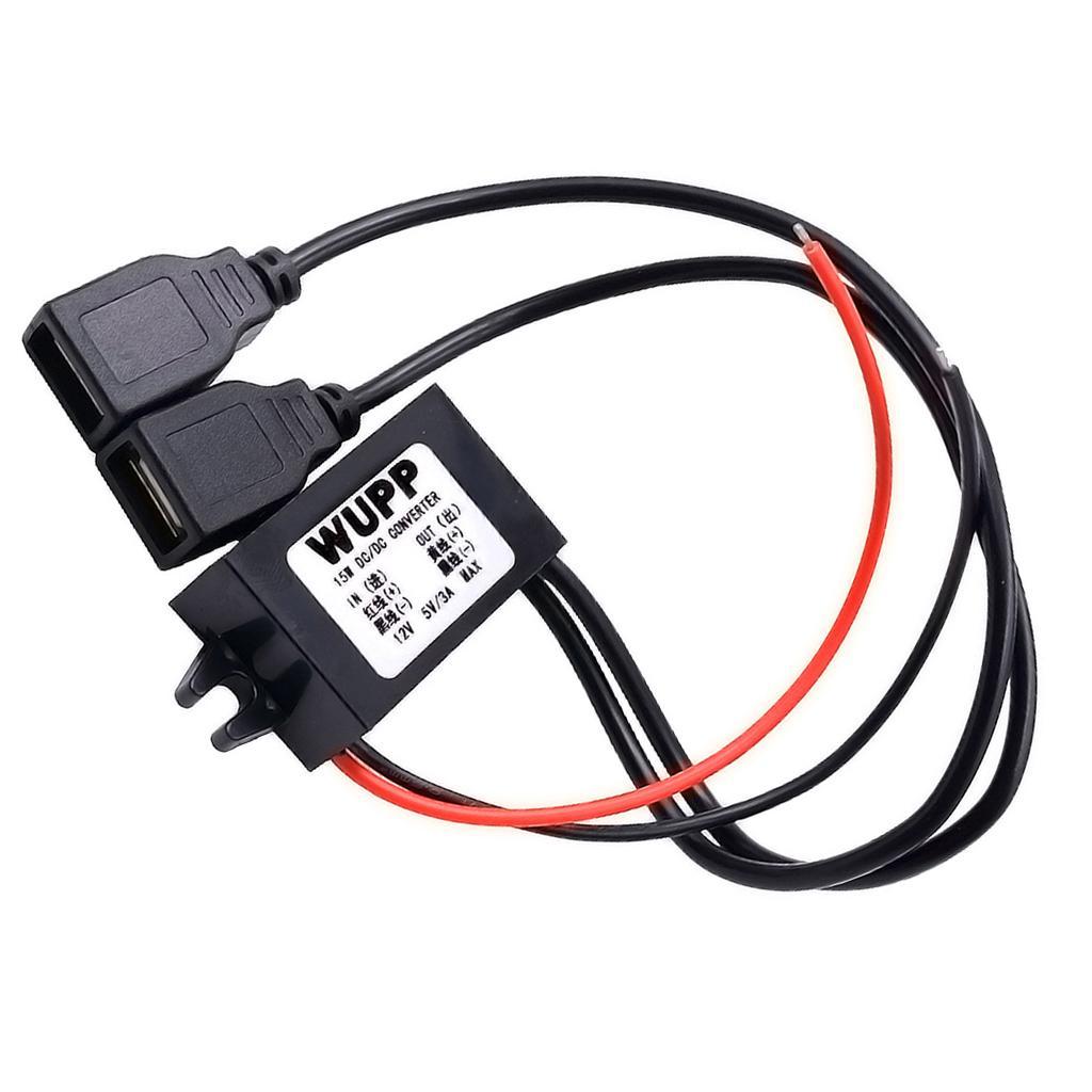 Car DC-DC 12V to 5V Dual USB Converter Regulator Step Down Power Supply Module