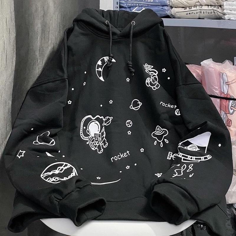 Áo hoodie nỉ lót bông Roc ket unisex