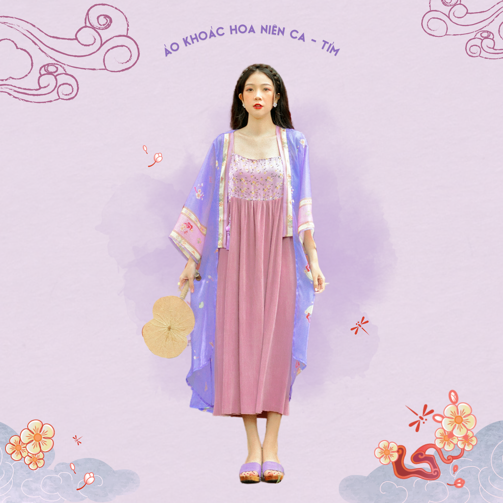 Sumire Store Áo khoác in Hoa Niên Ca - Tím