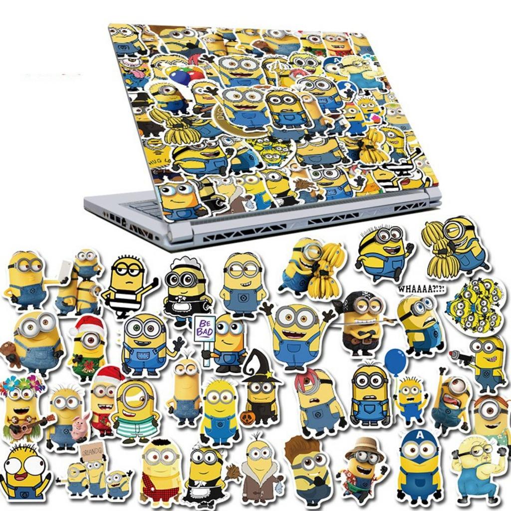 Bộ sticker MINION nhãn dán trang trí mũ bảo hiểm, đàn, guitar, ukulele, điện thoại laptop