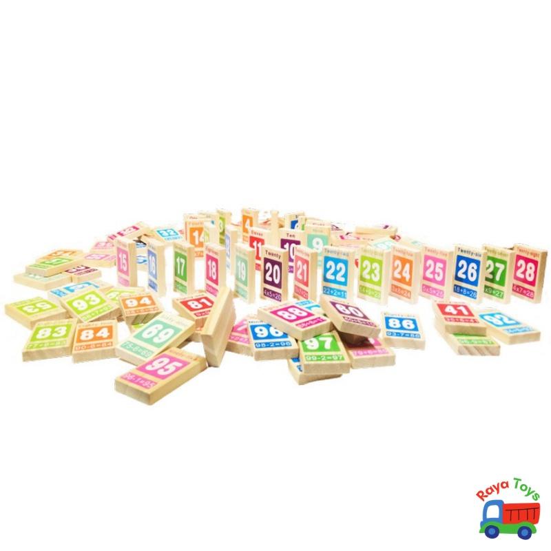 Đồ chơi gỗ thông minh cho bé bộ domino 100 số học toán tiếng anh và xếp hình sáng tạo Montessori, quà tặng sinh nhật