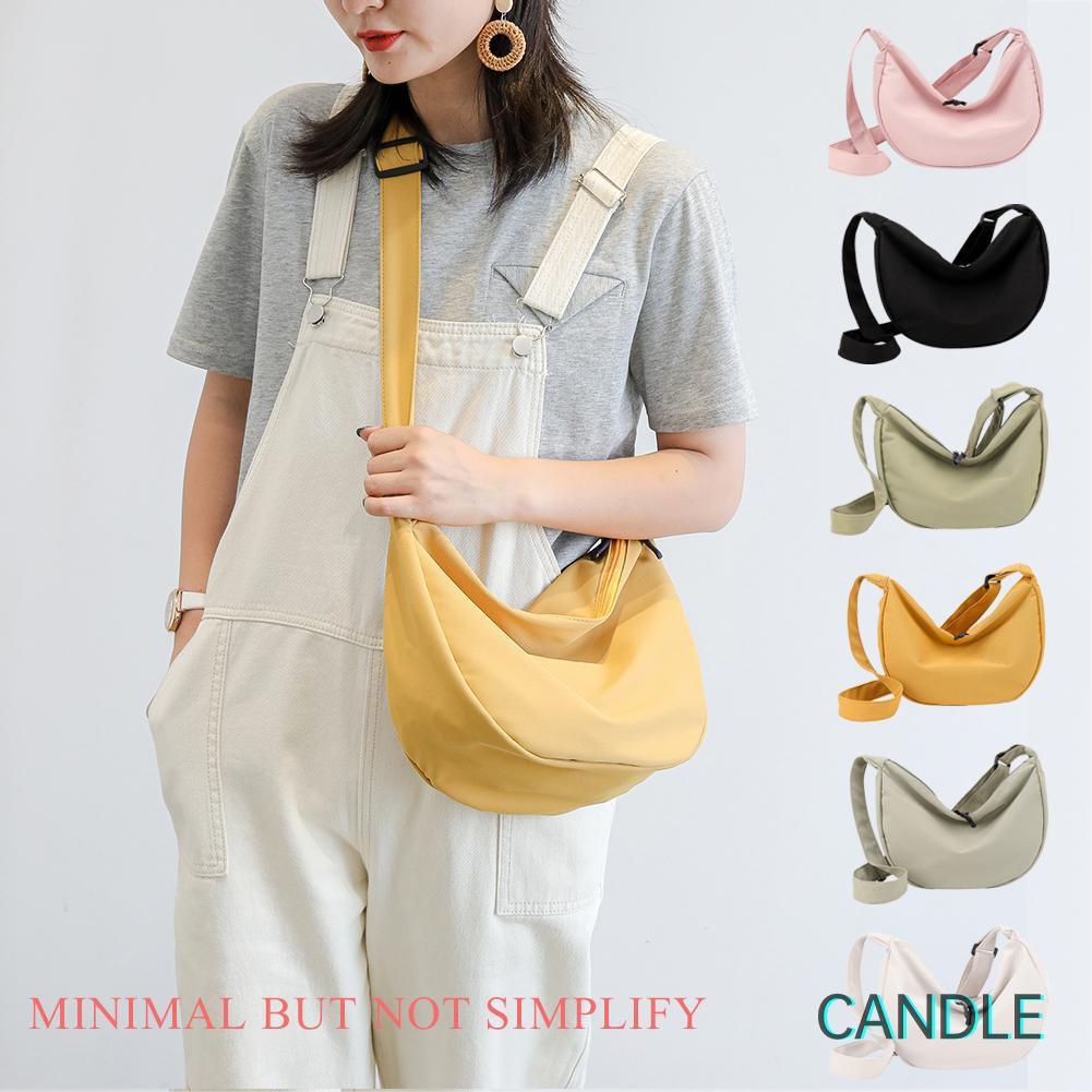 Túi Đeo Chéo Vải Canvas Cỡ Lớn Màu Trơn Thời Trang Cho Nữ