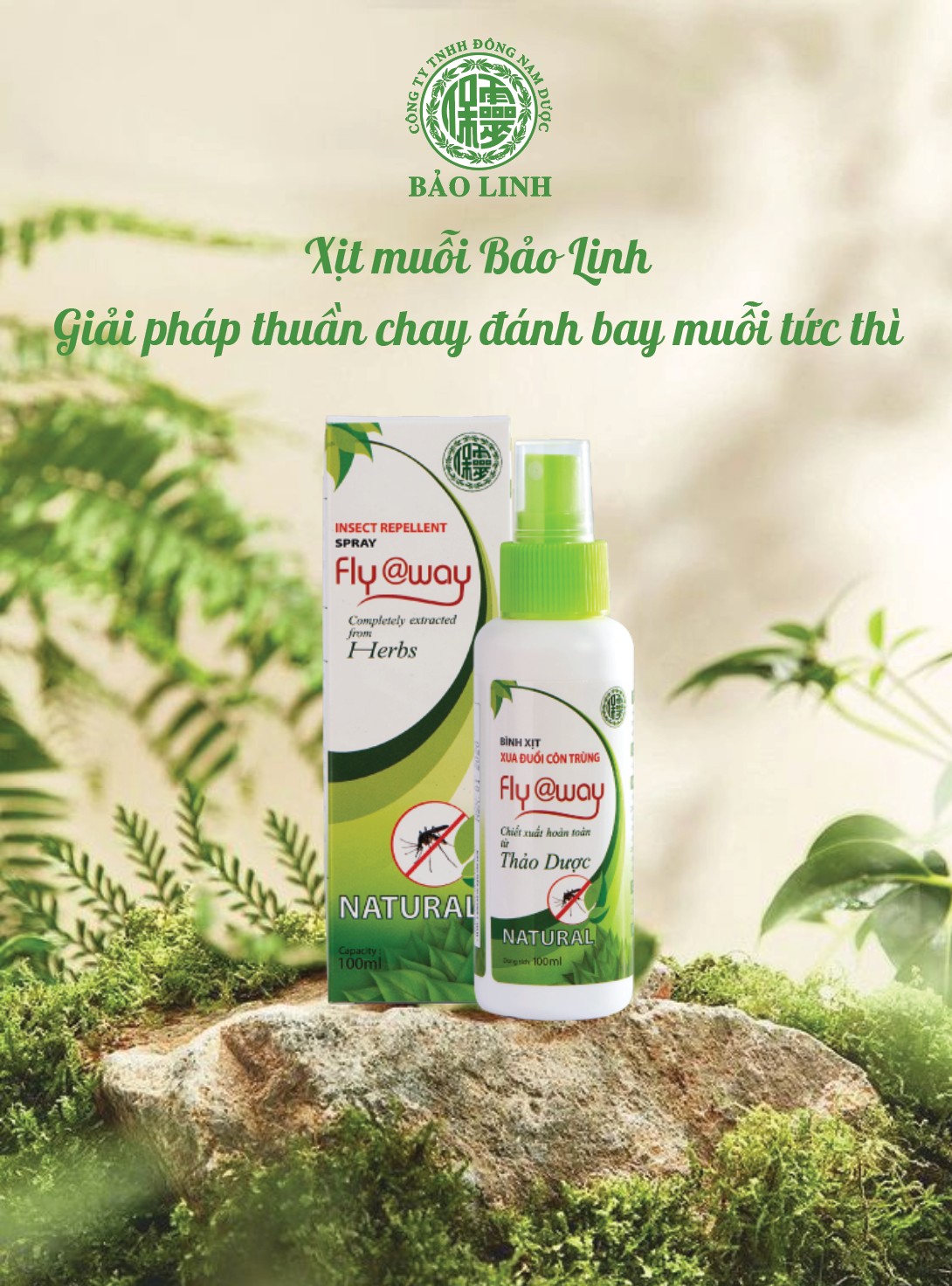 [Combo 2 Chai 100ml] Xịt Xua Đuổi Muỗi Và Côn Trùng Fly@Way Bảo Linh, 100% Thảo Dược Từ Thiên Nhiên, An Toàn Cho Bé và Cả Gia Đình