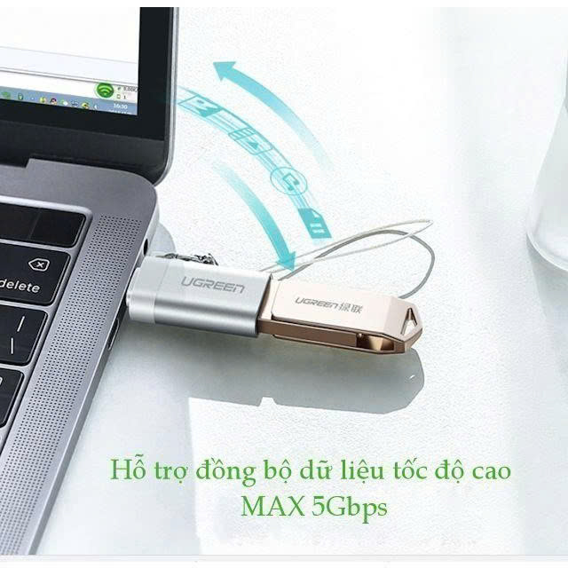 Đầu chuyển đổi cổng USB 3.0 sang Type C đực UGREEN US270 | Hỗ trợ OTG | Có dây gắn móc treo chìa khóa| Hàng chính hãng | Bảo Hành 18 Tháng
