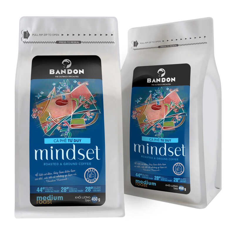 Cà phê phin nguyên chất mộc sạch BANDON MINDSET 450g đắng đậm, hậu ngọt, thơm mạnh - cà phê đặc sản