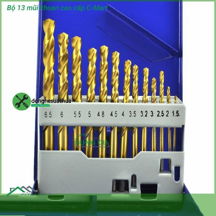 Bộ mũi khoan sắt 13 mũi C-mart CA0100A có phủ titanium