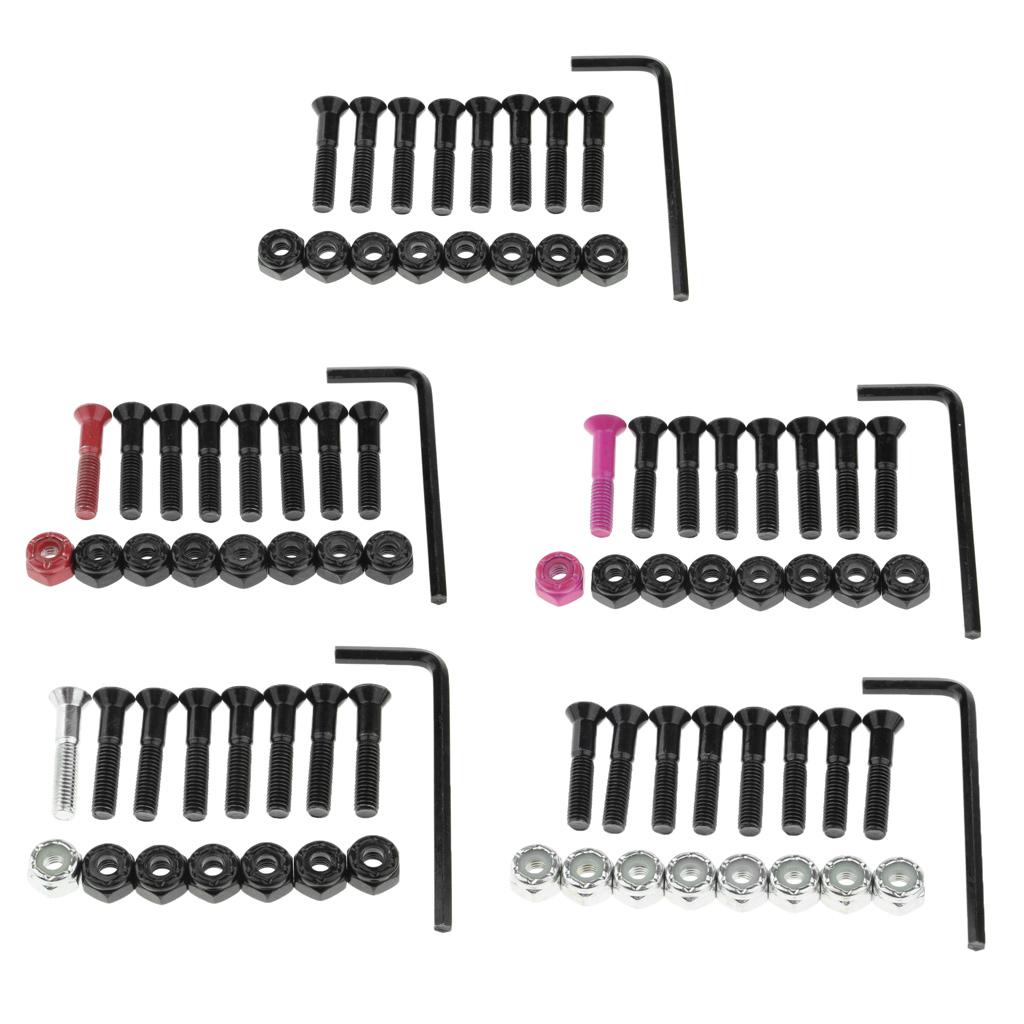 1 Set Skateboard Longboard Hardware with with L wrench 8 Black