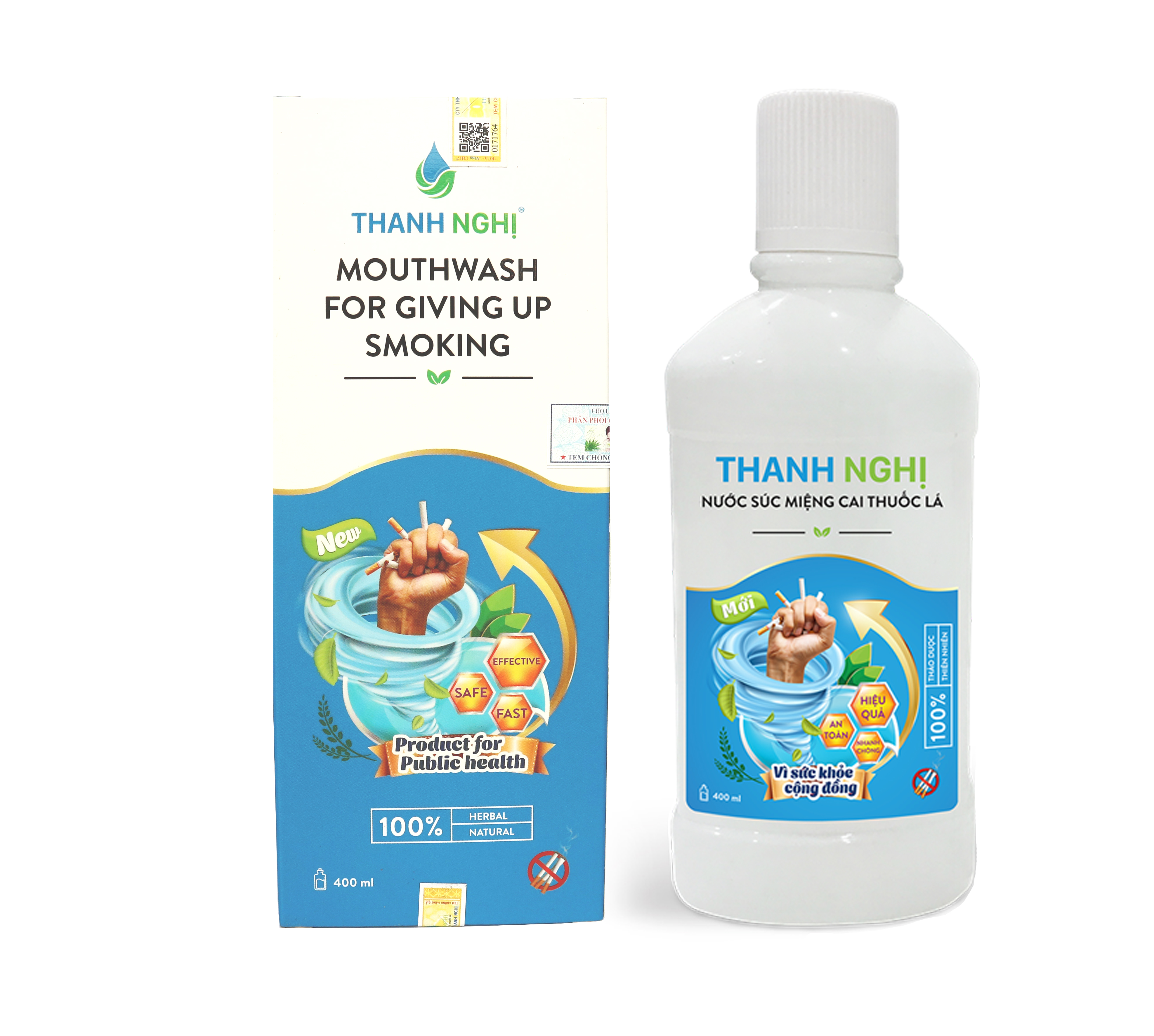 Combo 02 Hộp Nước Súc Miệng Cai Thuốc Lá, Thuốc Lào Thanh Nghị - Hỗ trợ cai thuốc lá hiệu quả 01 chai x 400ml