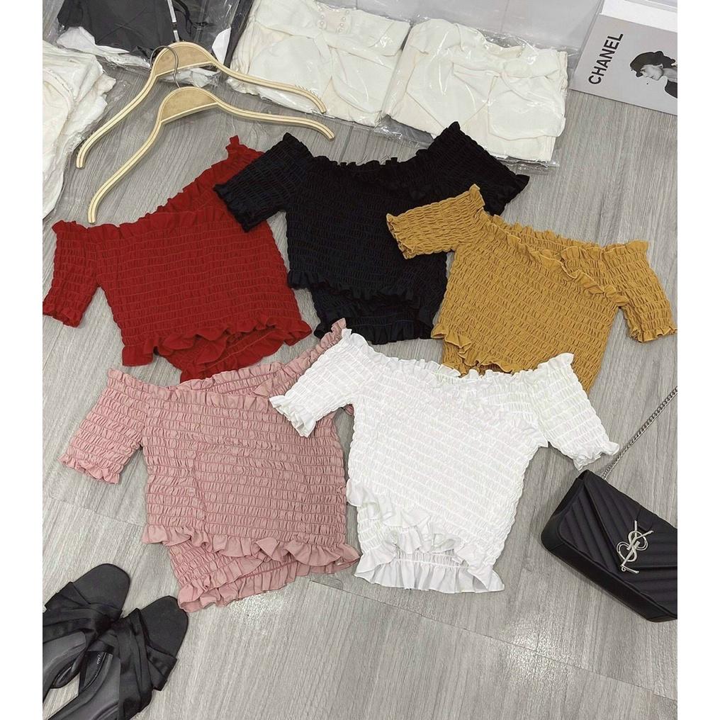 ÁO NỮ CROPTOP LỤA NHÚN ĐẮP CHÉO TAY NGẮN