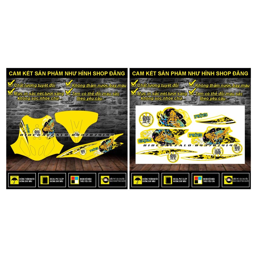 TEM RỜI MIO NHỎ ĐỜI ĐẦU MẪU CÁ CHÉP DÁN XE VÀNG - BI DECAL
