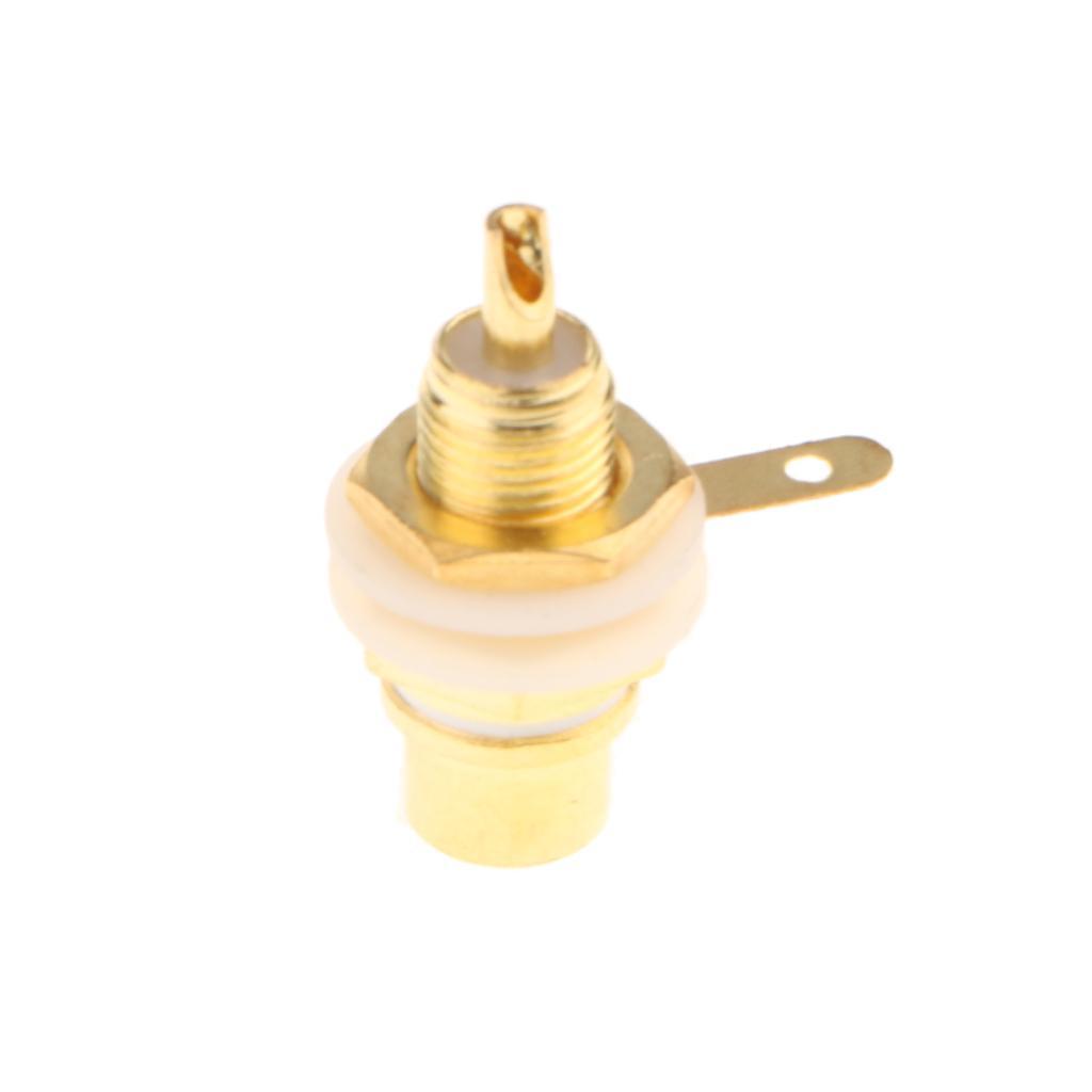 2x Gold Plated RCA Jack / Socket Audio Video Female Cable Connector White