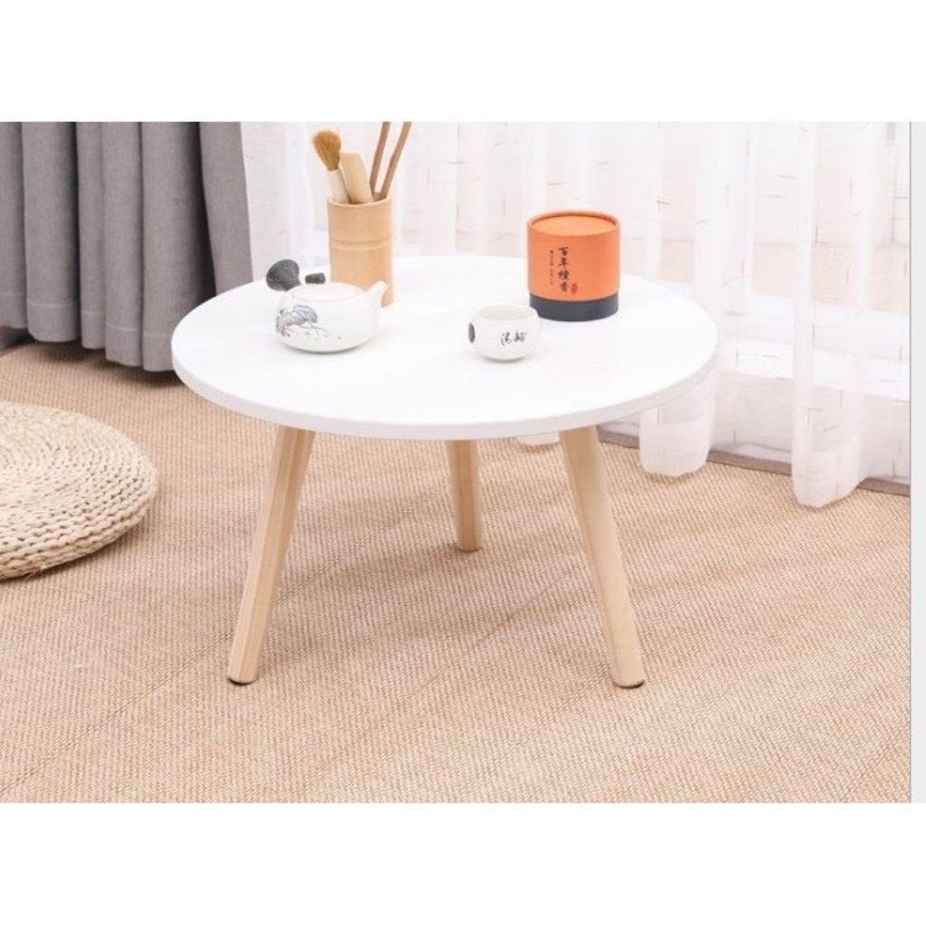 Bàn trà tròn ngồi bệt Kiểu Nhật - chân gỗ tự nhiên cao 30cm hoặc 40cm( lắp đặt sẵn về chỉ việc vặn vào)️