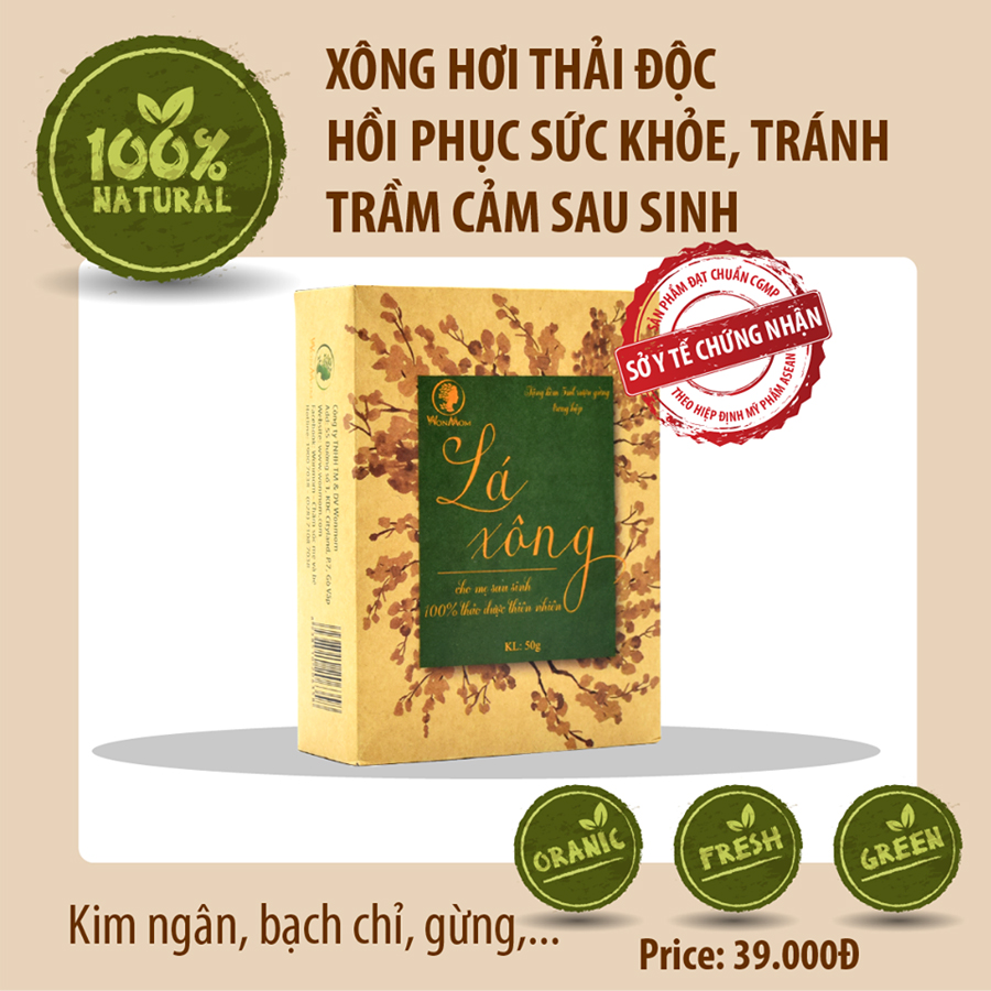 Combo 10 Gói Lá Xông Tắm Toàn Thân Thảo Dược 10 Lần Dùng Cho Mẹ Sau Sinh Wonmom Gói 50Gr Giúp Xông Hơi Thải Độc - Hồi Phục Sức Khỏe - Tránh Trầm Cảm Sau Sinh